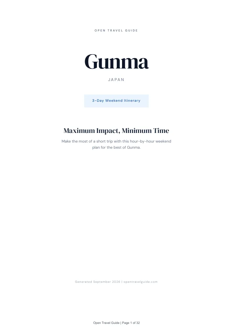 Gunma Complete Travel Bundle: 3-day itinerary · Cover