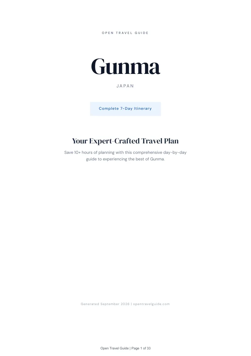 Gunma Complete Travel Bundle: 7-day itinerary · Cover