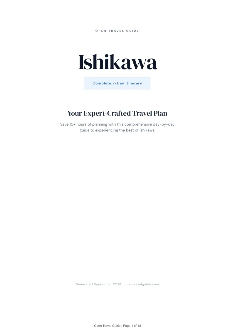 Ishikawa Complete Travel Bundle: 7-day itinerary · Cover