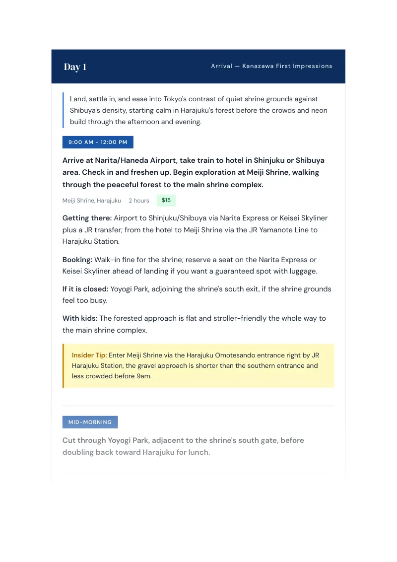 Ishikawa Complete Travel Bundle: 7-day itinerary · Day 1