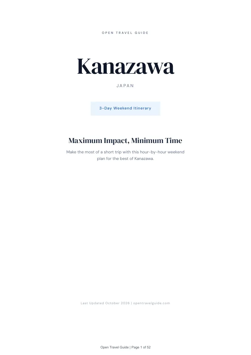 Kanazawa 3-Day Weekend Itinerary: Cover