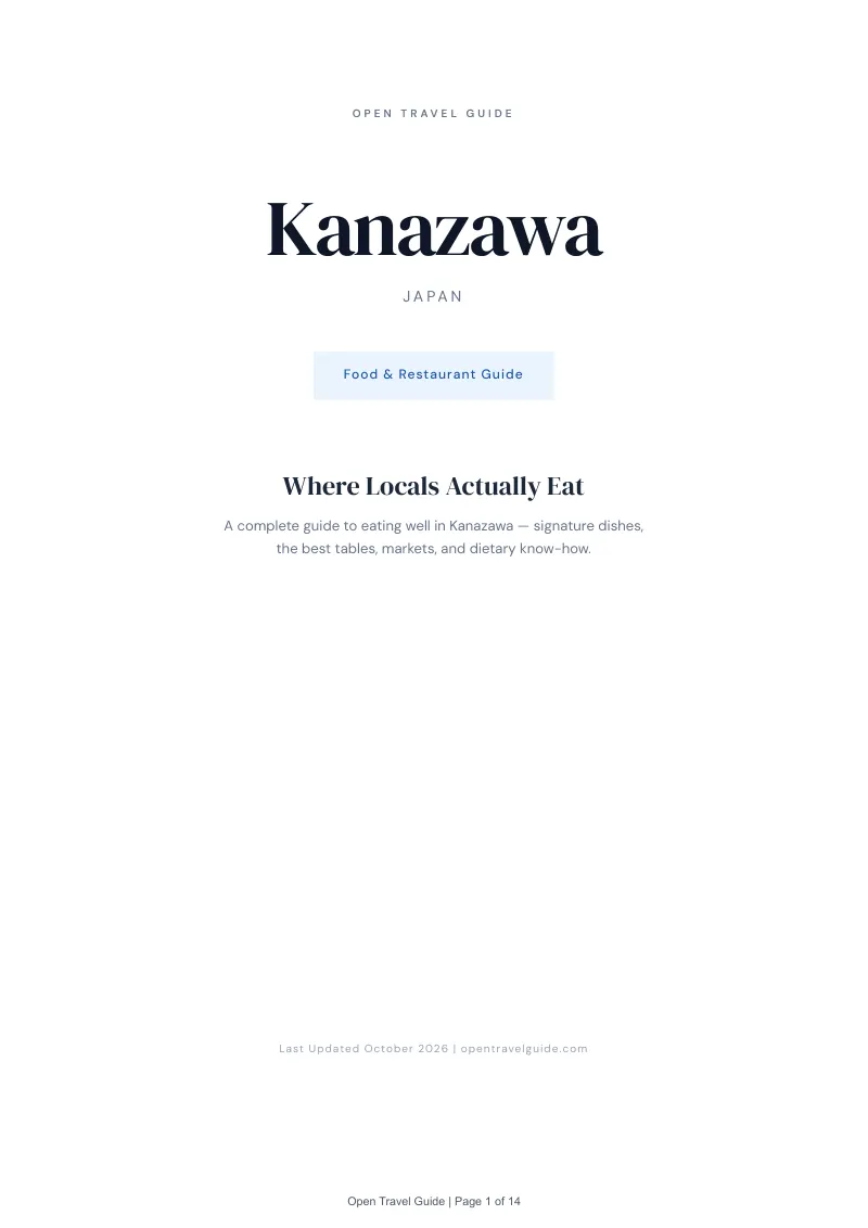 Kanazawa Food & Restaurant Guide: Cover
