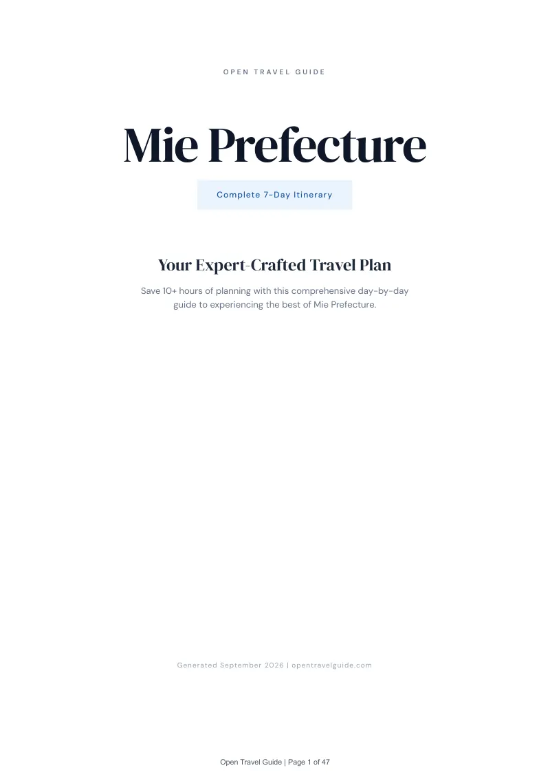 Mie Complete Travel Bundle: 7-day itinerary · Cover