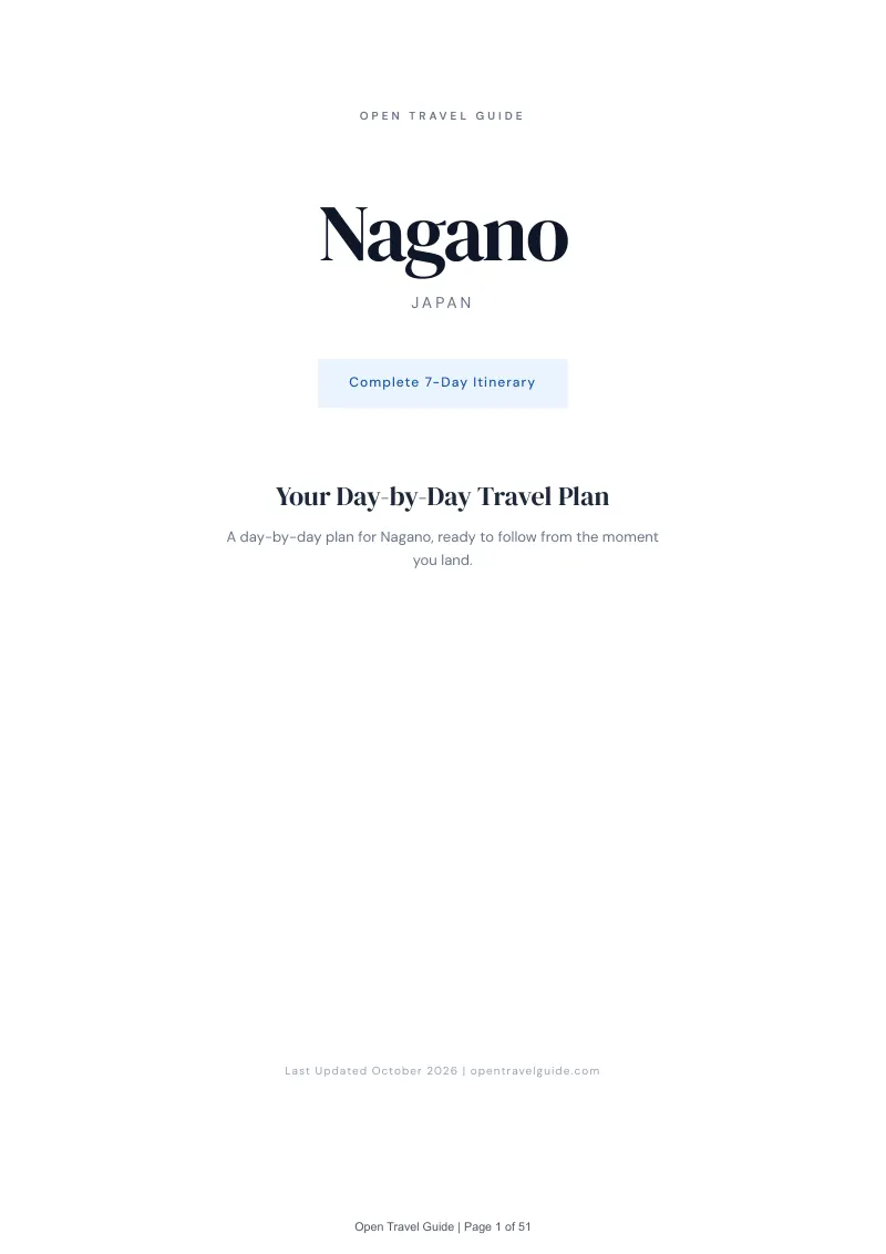 Nagano 7-Day Itinerary: Cover