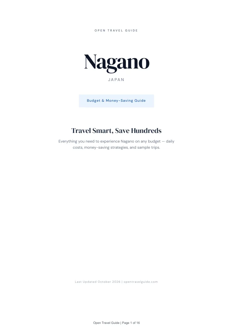 Nagano Budget & Money-Saving Guide: Cover