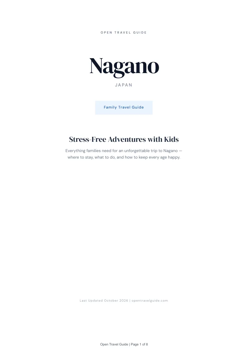 Nagano Family Travel Guide: Cover