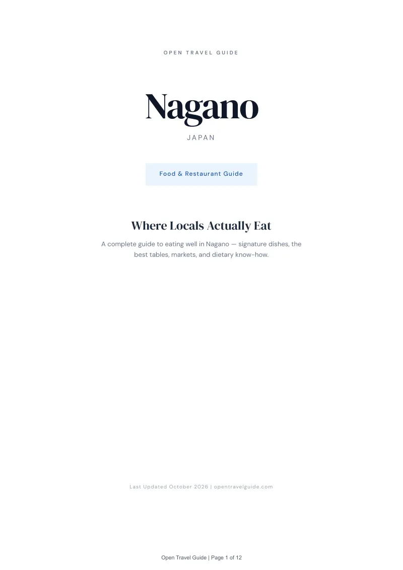 Nagano Food & Restaurant Guide: Cover
