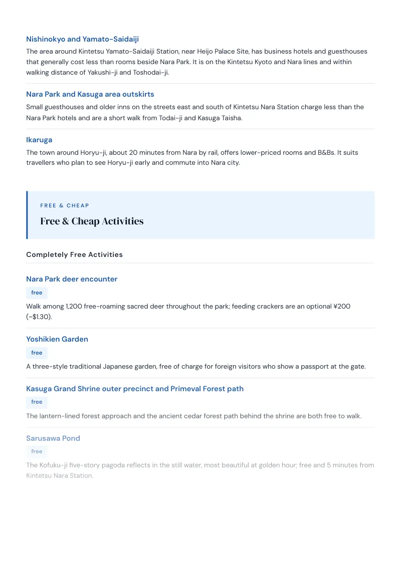 Nara Budget & Money-Saving Guide: Free & Cheap Activities
