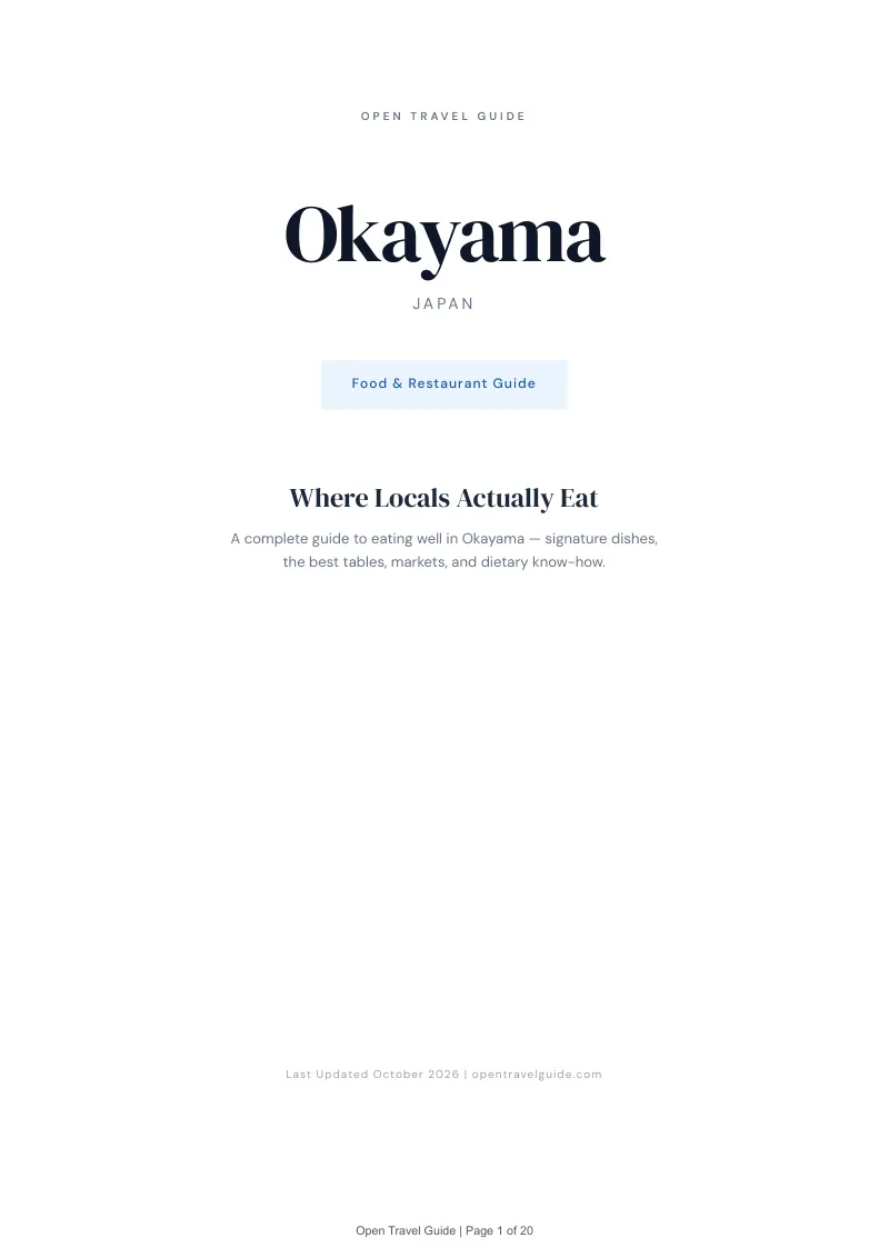Okayama Food & Restaurant Guide: Cover
