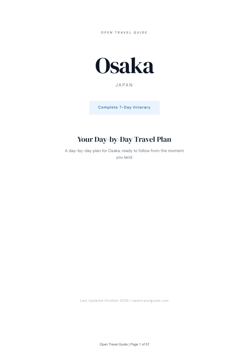Osaka 7-Day Itinerary: Cover