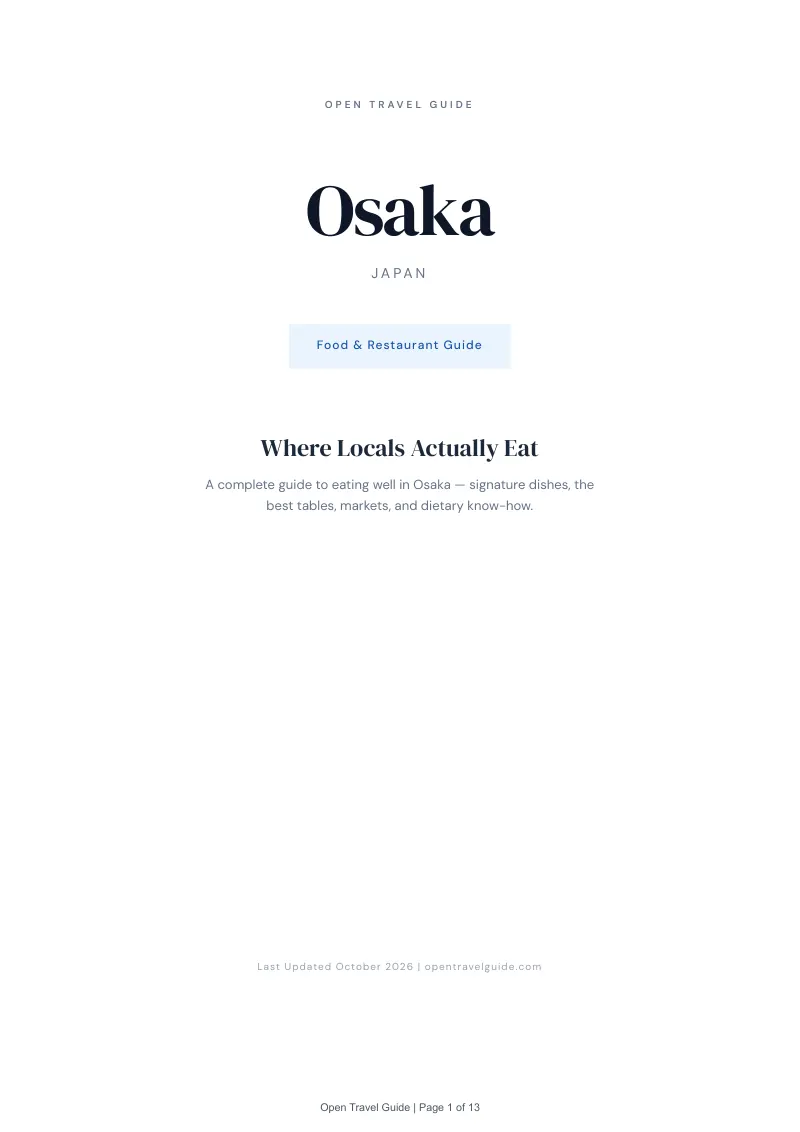 Osaka Food & Restaurant Guide: Cover