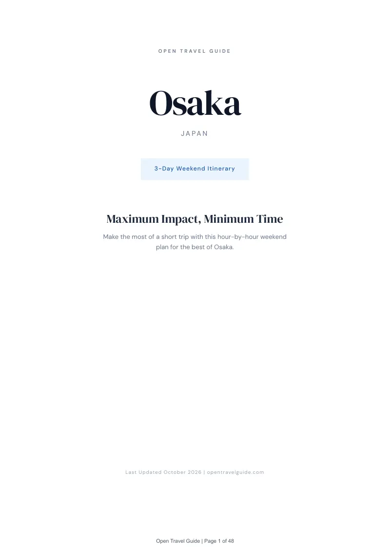 Osaka 3-Day Weekend Itinerary: Cover