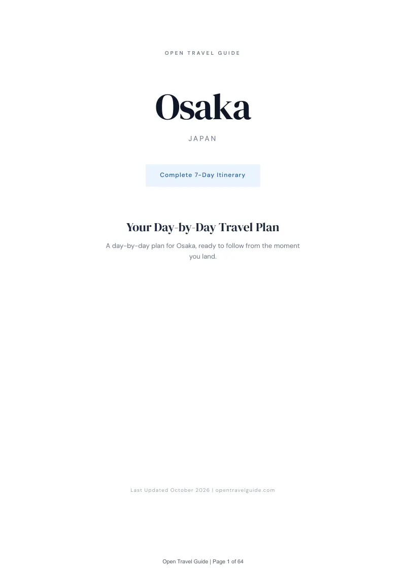 Osaka 7-Day Itinerary: Cover