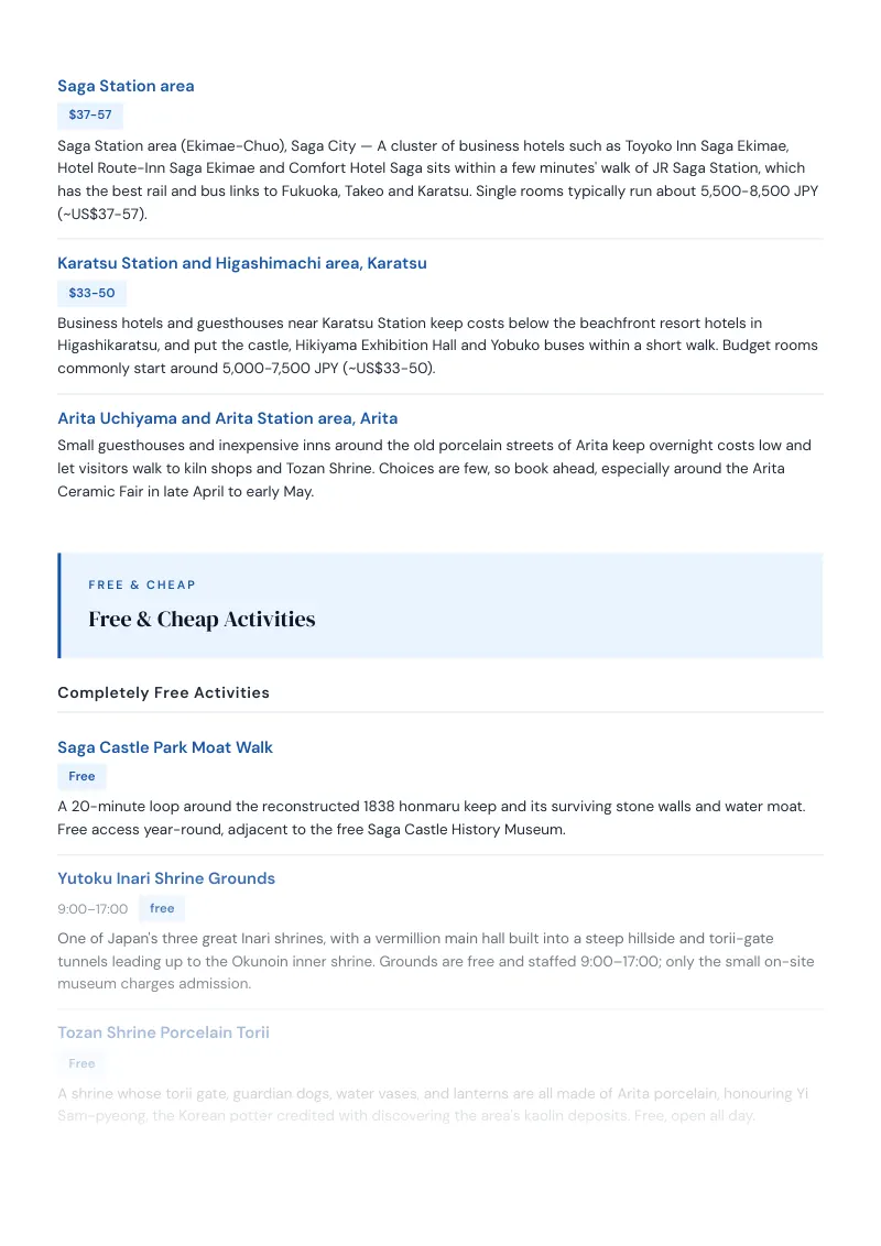 Saga Budget & Money-Saving Guide: Free & Cheap Activities