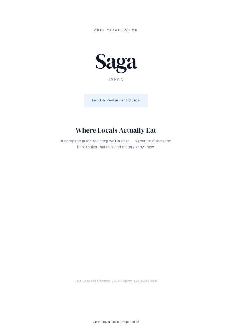 Saga Food & Restaurant Guide: Cover