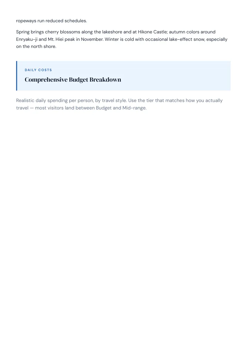 Shiga Complete Travel Bundle: Budget guide · Comprehensive Budget Breakdown