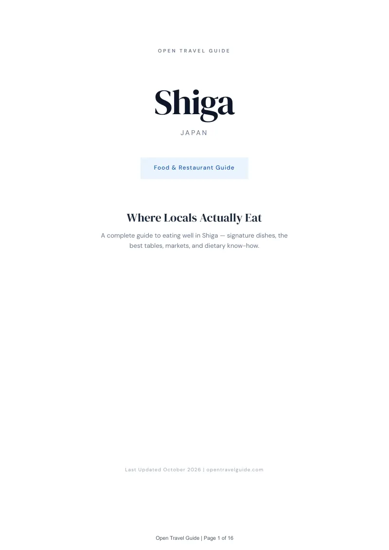 Shiga Food & Restaurant Guide: Cover