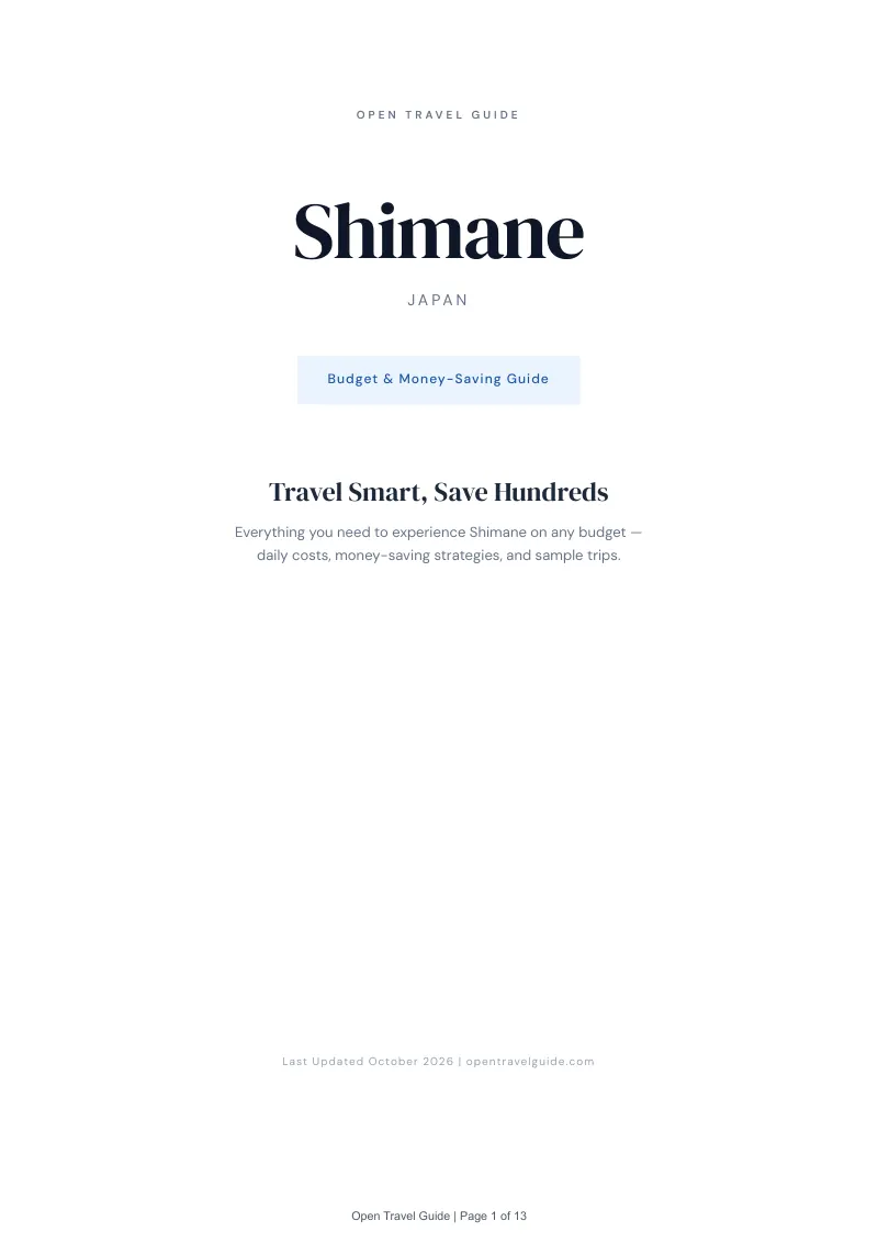 Shimane Budget & Money-Saving Guide: Cover