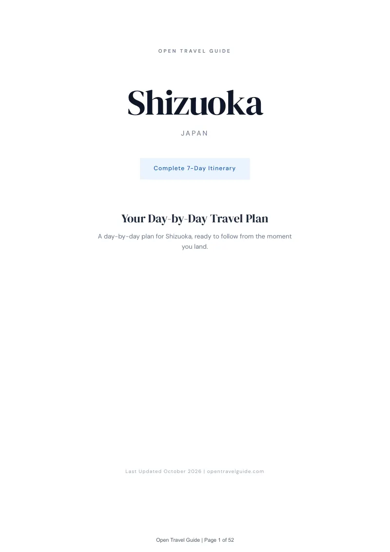 Shizuoka 7-Day Itinerary: Cover