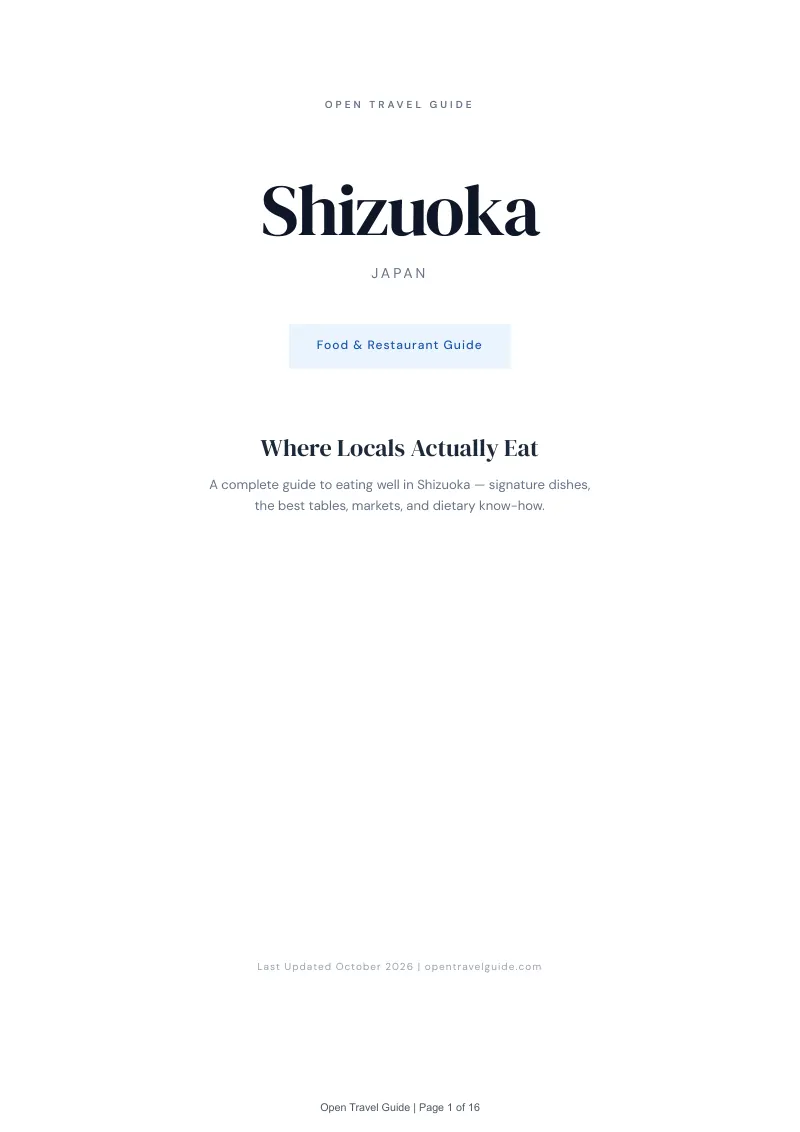 Shizuoka Food & Restaurant Guide: Cover