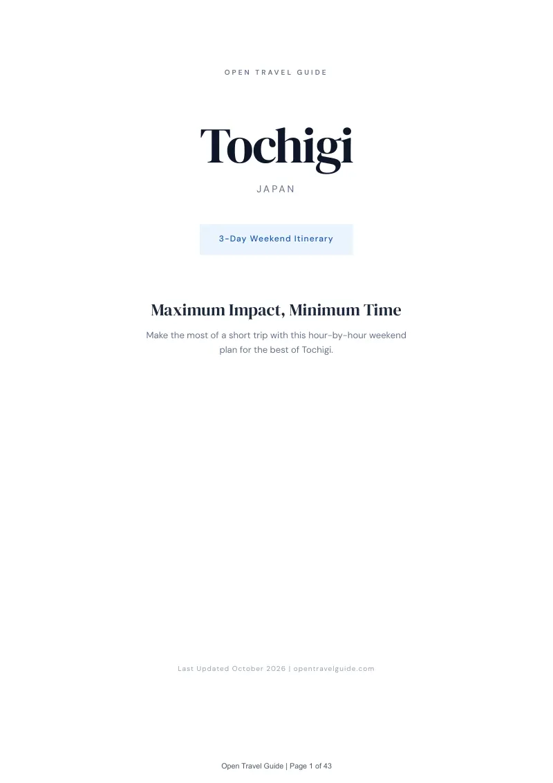 Tochigi 3-Day Weekend Itinerary: Cover