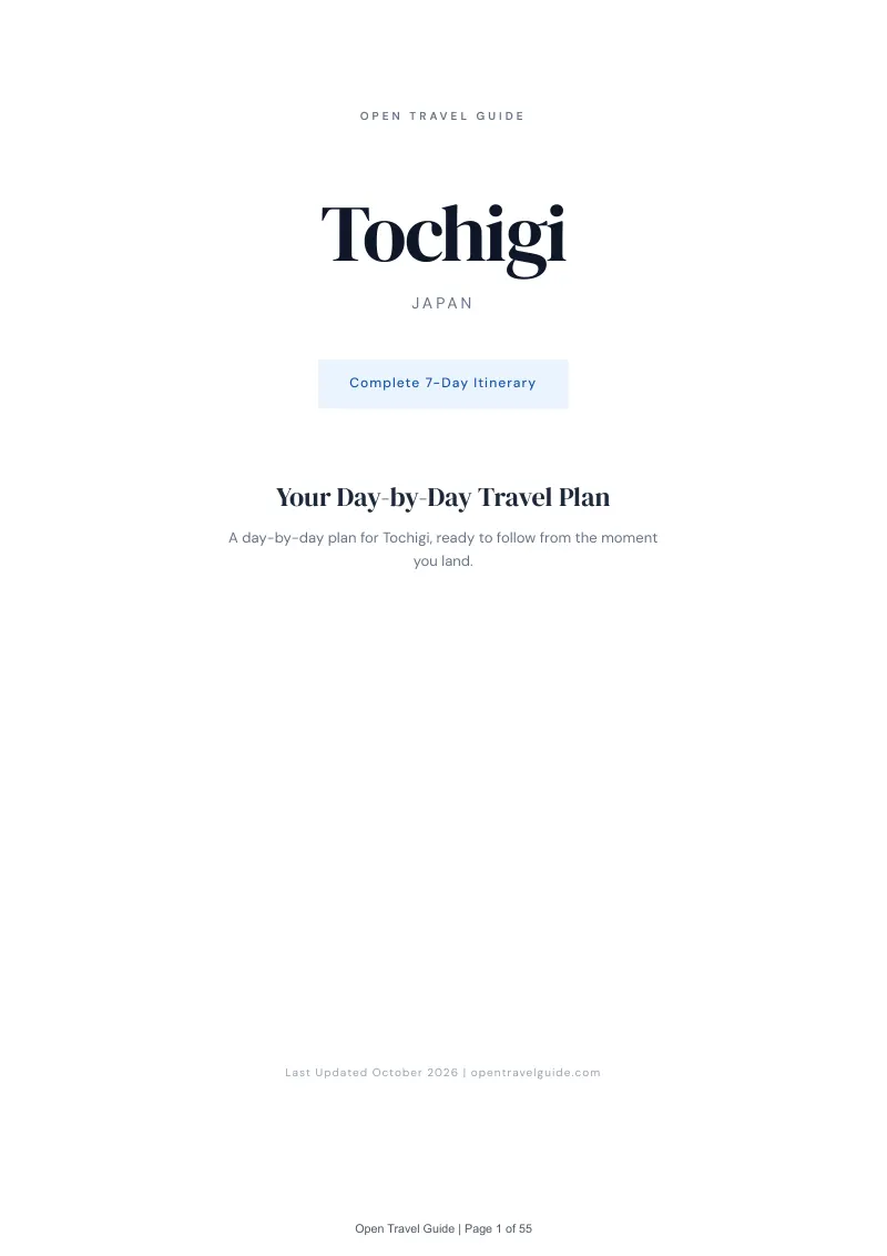 Tochigi 7-Day Itinerary: Cover