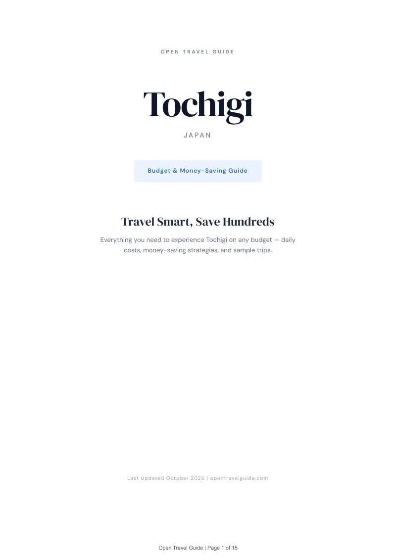 Tochigi Budget & Money-Saving Guide: Cover
