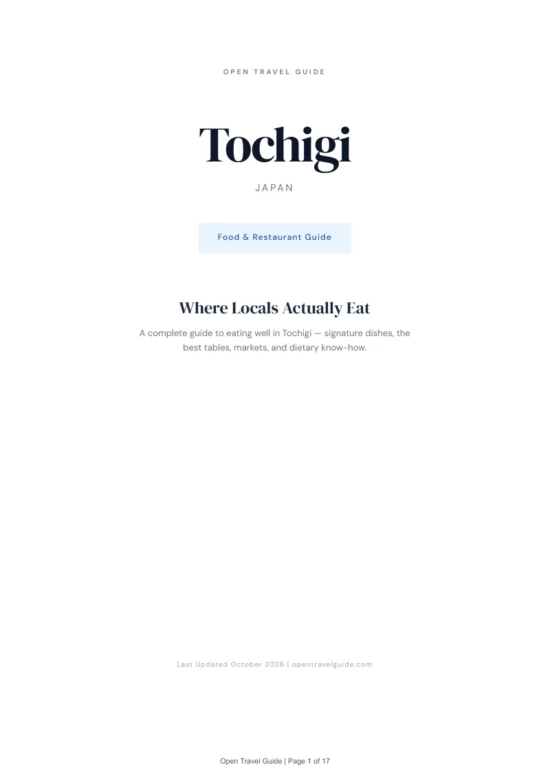 Tochigi Food & Restaurant Guide: Cover