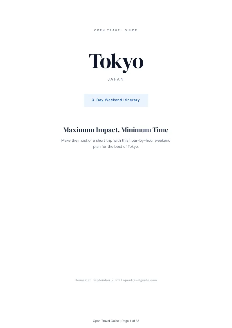 Tokyo Complete Travel Bundle: 3-day itinerary · Cover