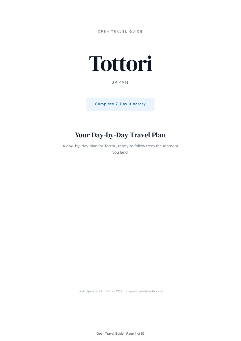 Tottori 7-Day Itinerary: Cover