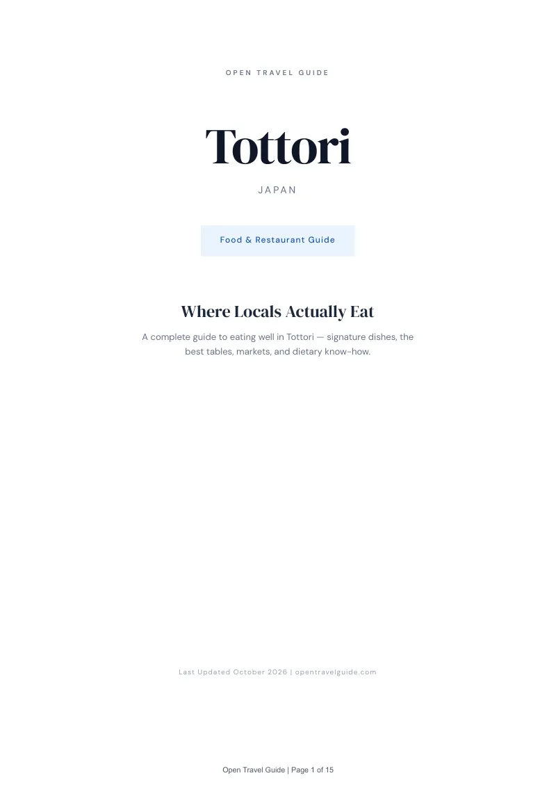 Tottori Food & Restaurant Guide: Cover