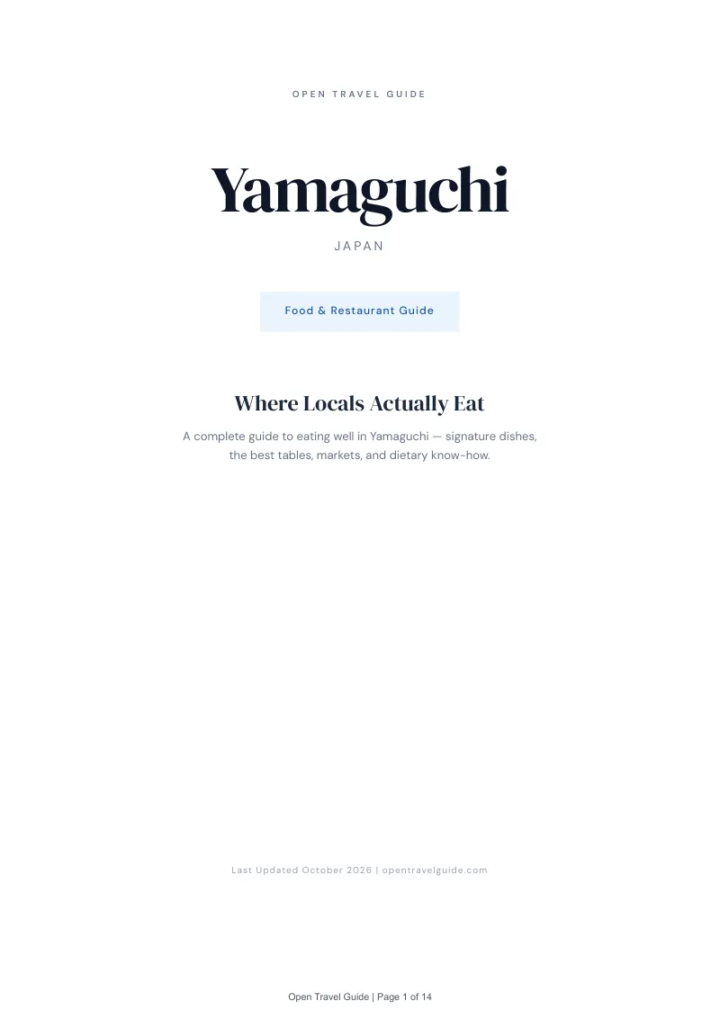 Yamaguchi Food & Restaurant Guide: Cover