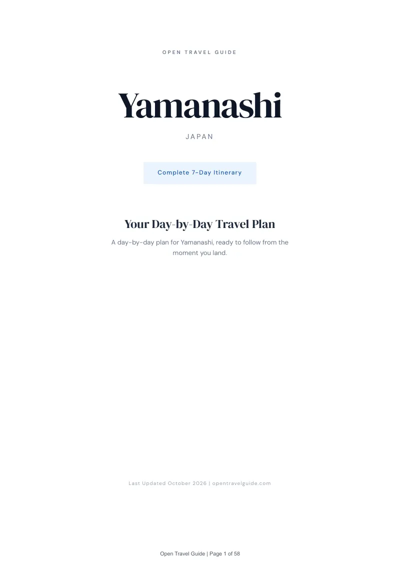Yamanashi 7-Day Itinerary: Cover