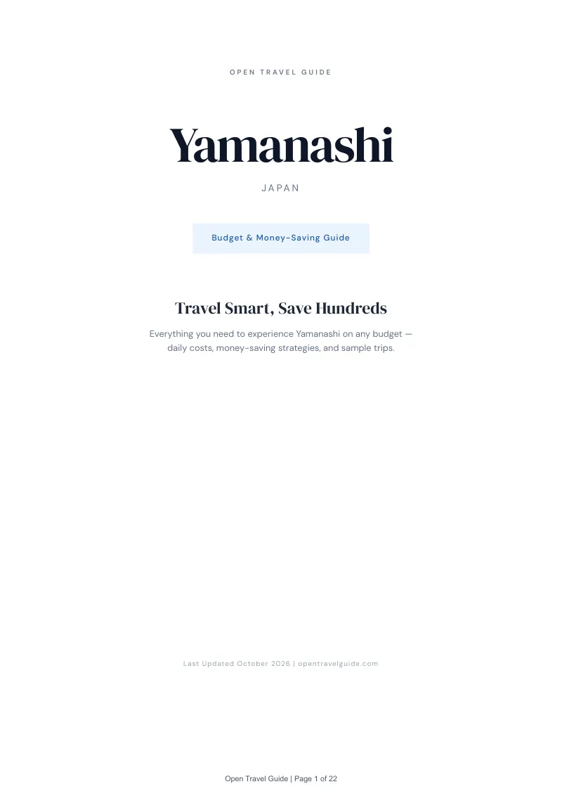 Yamanashi Budget & Money-Saving Guide: Cover