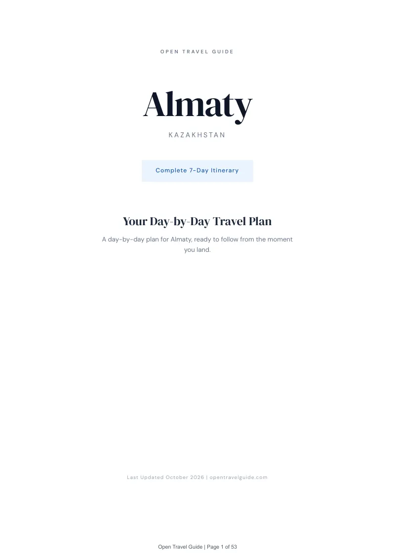 Almaty 7-Day Itinerary: Cover