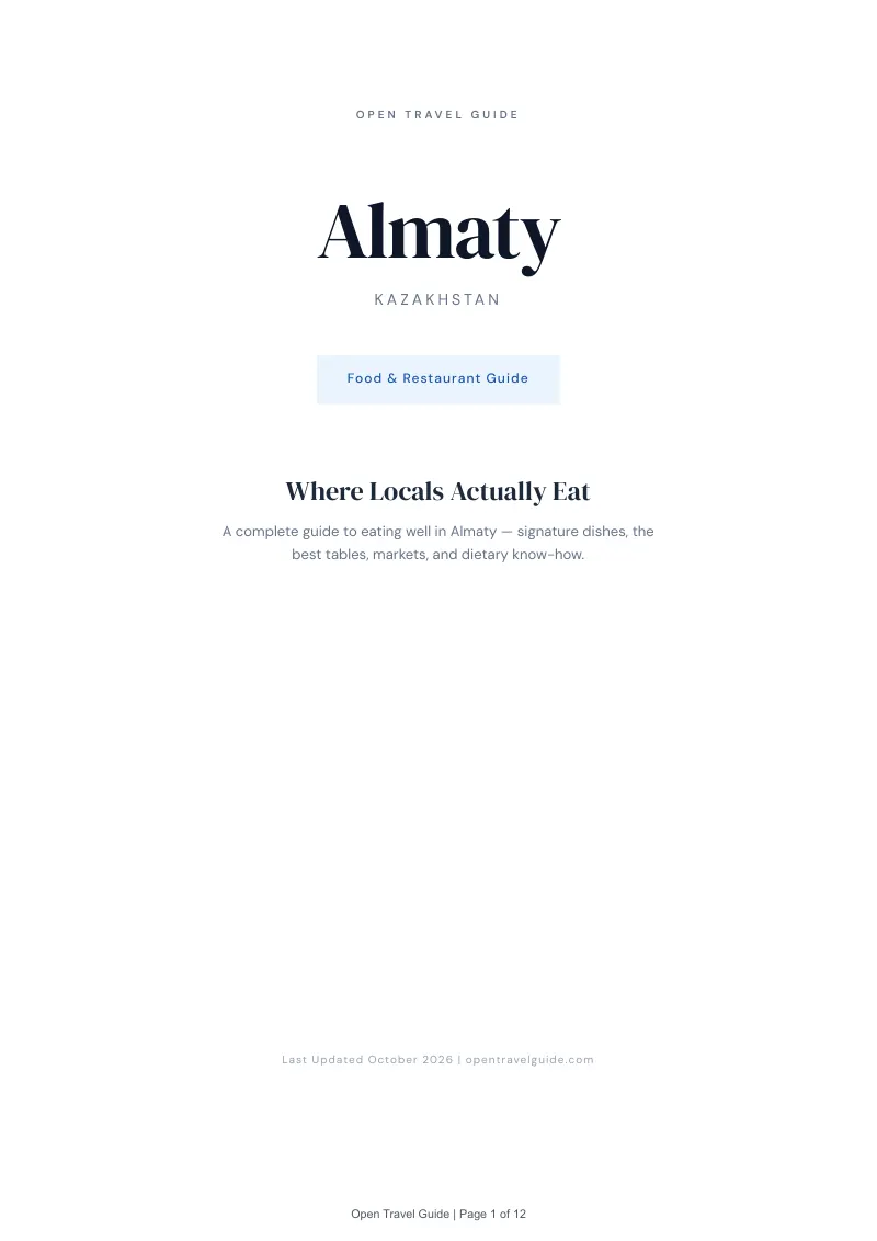 Almaty Food & Restaurant Guide: Cover
