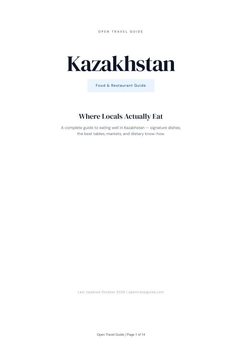 Kazakhstan Food & Restaurant Guide: Cover