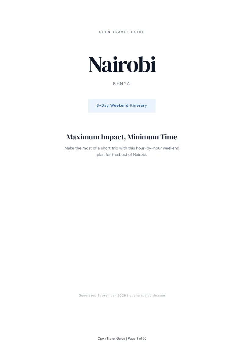 Nairobi Complete Travel Bundle: 3-day itinerary · Cover