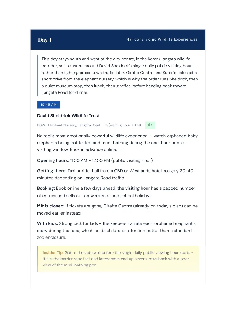 Nairobi Complete Travel Bundle: 3-day itinerary · Day 1
