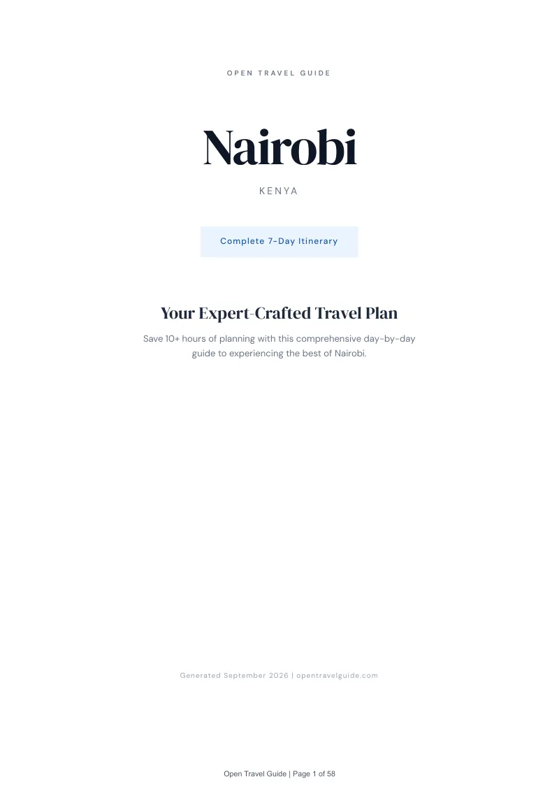 Nairobi Complete Travel Bundle: 7-day itinerary · Cover