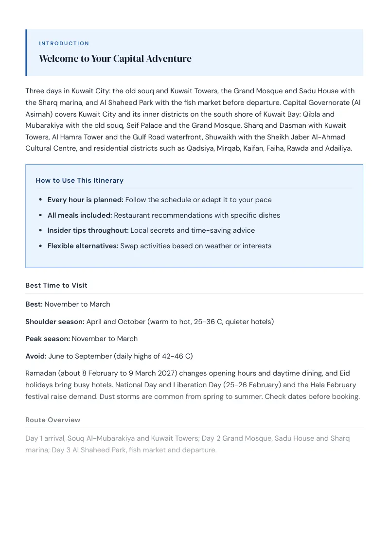 Capital Complete Travel Bundle: 3-day itinerary · Day 1