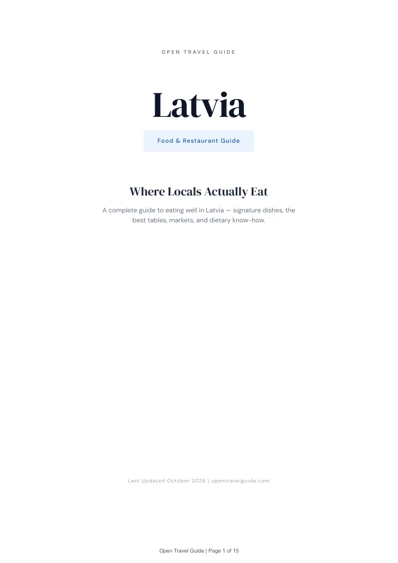 Latvia Food & Restaurant Guide: Cover