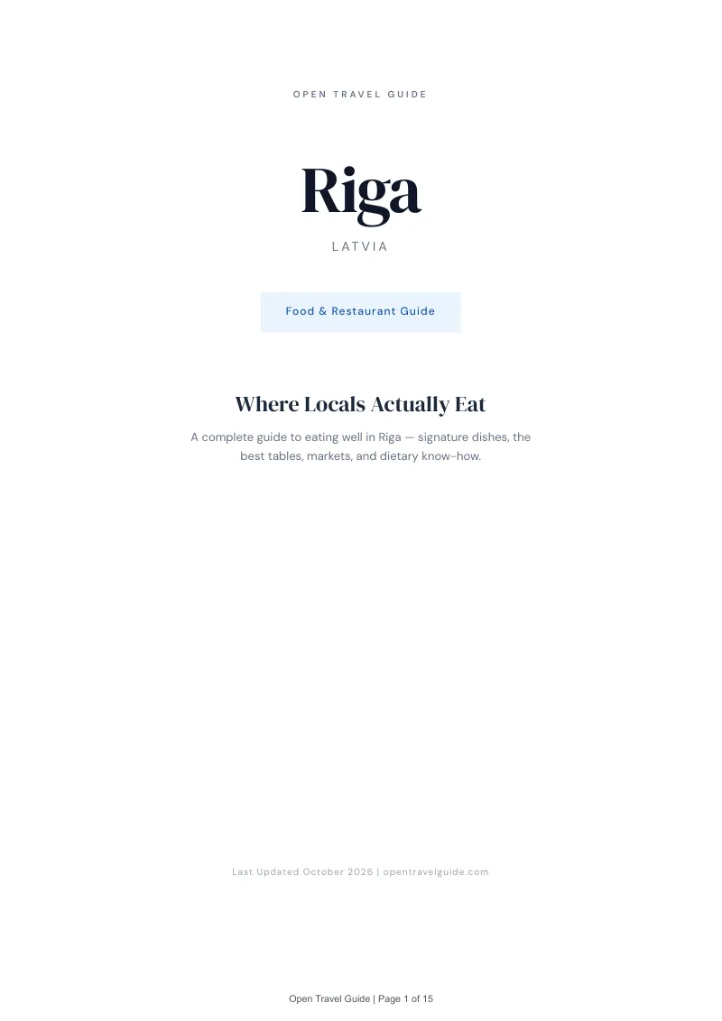 Riga Food & Restaurant Guide: Cover