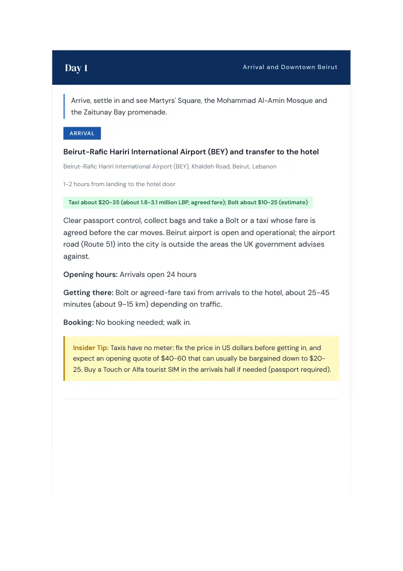 Beirut Complete Travel Bundle: 3-day itinerary · Day 1