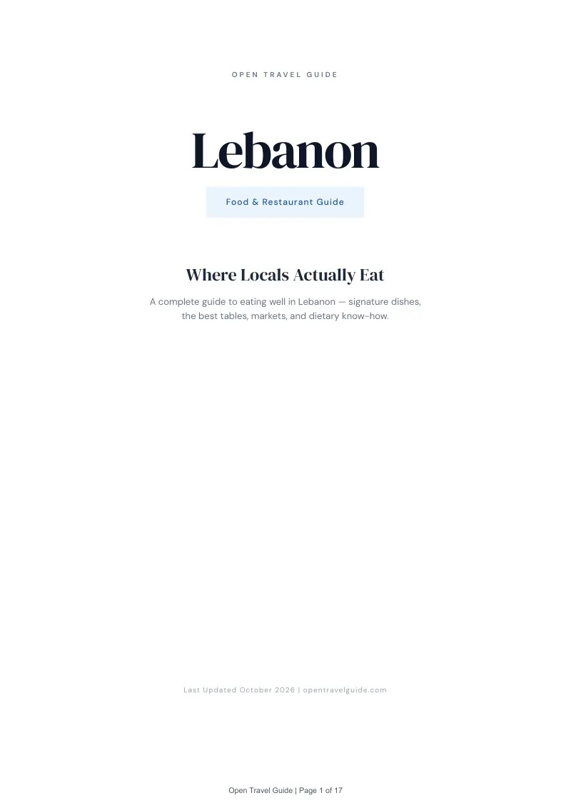 Lebanon Food & Restaurant Guide: Cover