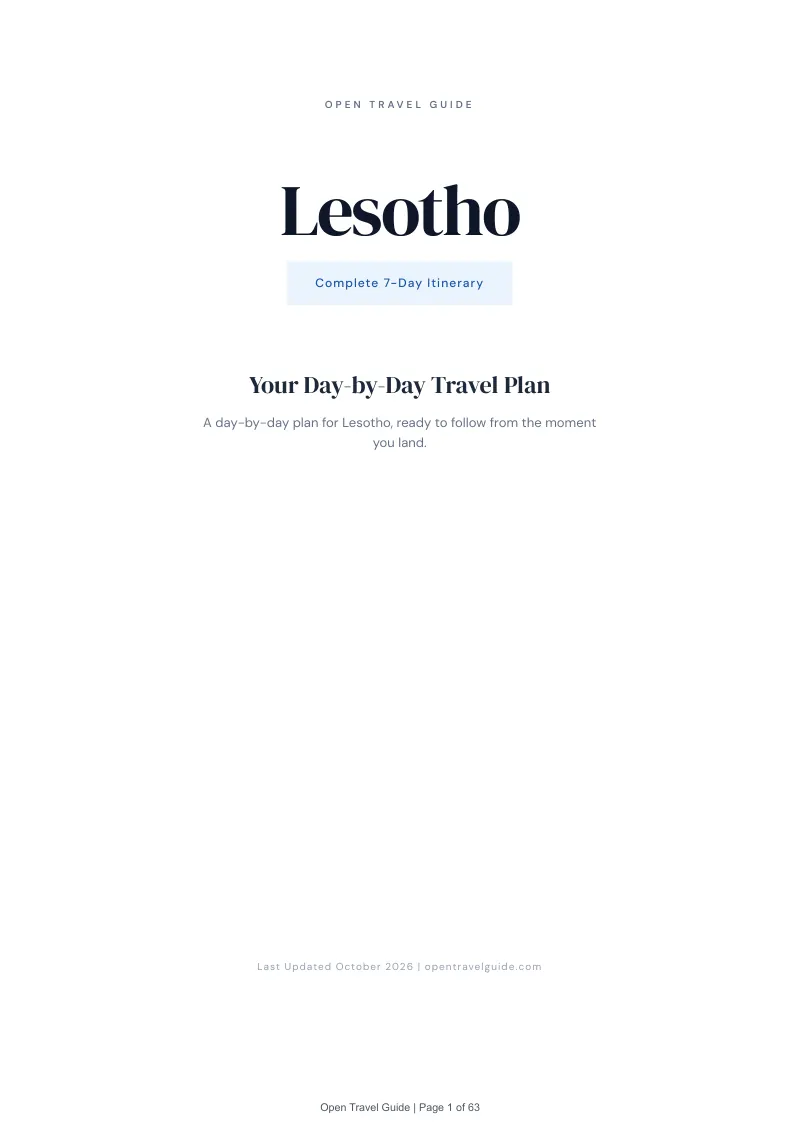 Lesotho 7-Day Itinerary: Cover