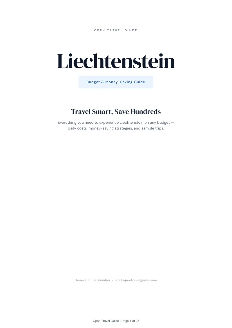 Liechtenstein Complete Travel Bundle: Budget guide · Cover