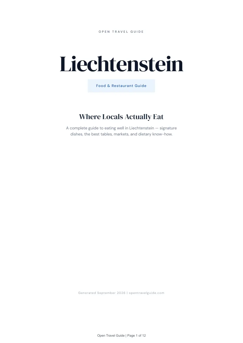 Liechtenstein Complete Travel Bundle: Food guide · Cover