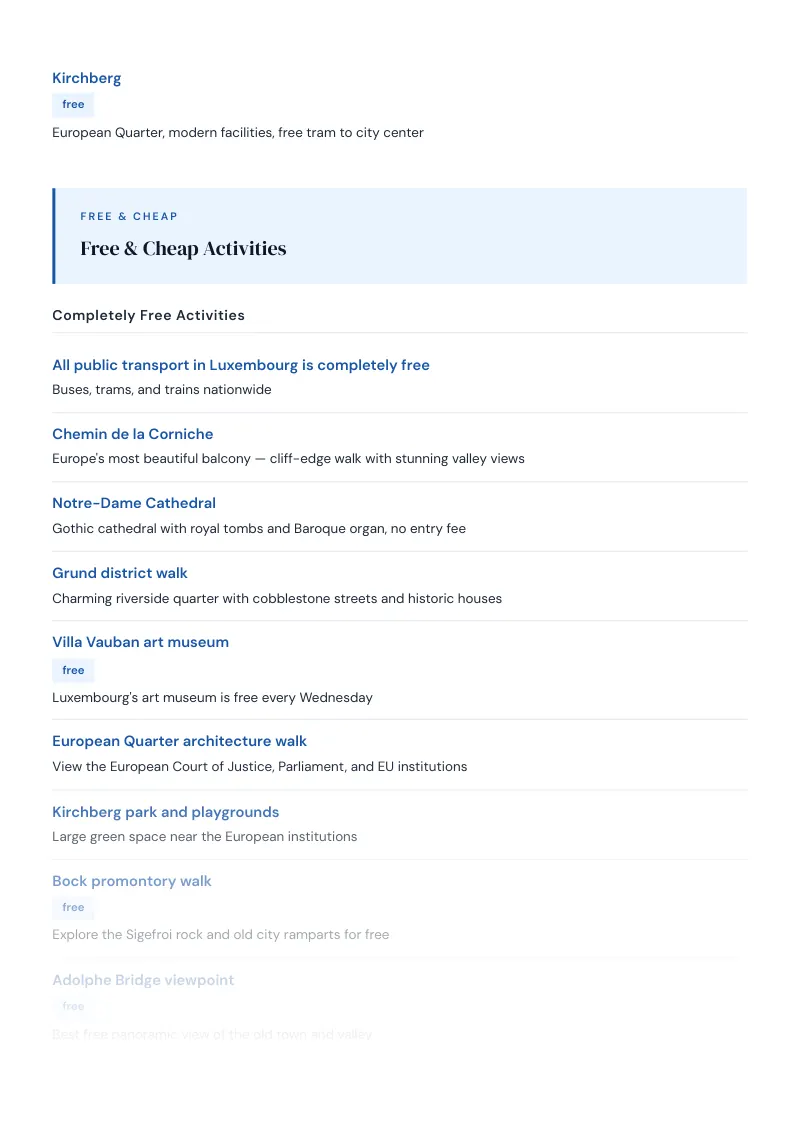 Luxembourg Budget & Money-Saving Guide: Free & Cheap Activities