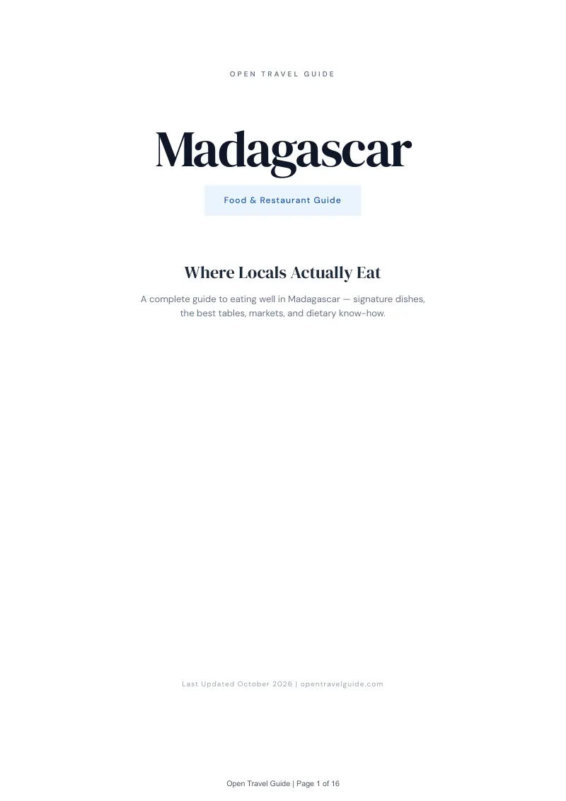 Madagascar Food & Restaurant Guide: Cover